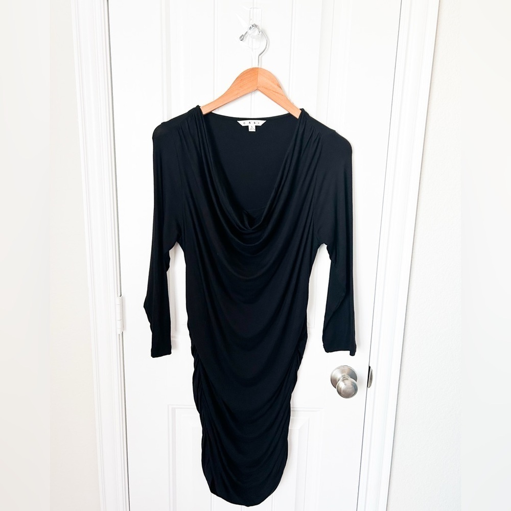 CAbi Ruched Black Bodycon Dress Size Large